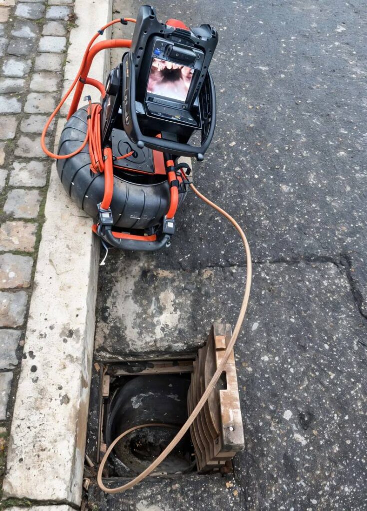 CCTV drain camera inspection on site